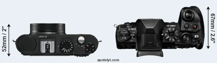 Compare X2 versus E-M1 II top