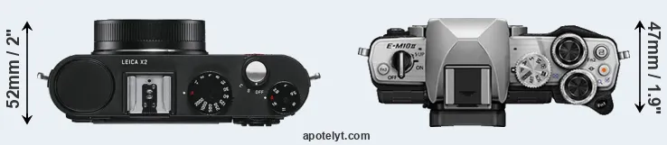 Compare X2 versus E-M10 II top