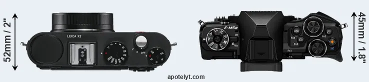 Compare X2 versus E-M5 II top