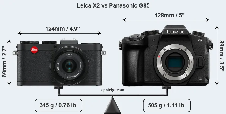 Size Leica X2 vs Panasonic G85