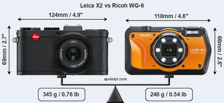 Size Leica X2 vs Ricoh WG-6