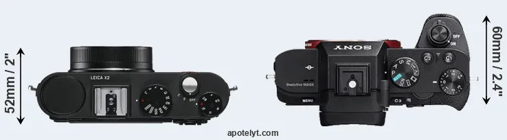 Compare X2 versus A7 II top