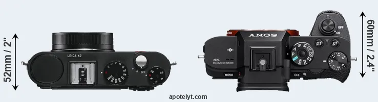 Compare X2 versus A7S II top