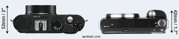 Compare X2 versus NEX-F3 top