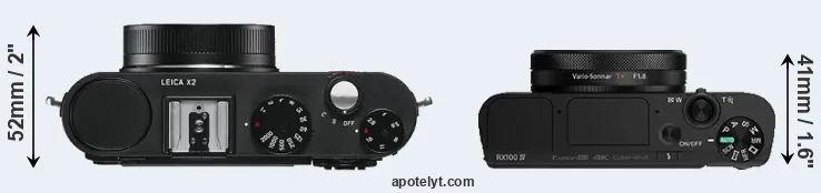 Compare X2 versus RX100 IV top