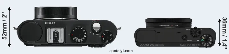 Compare X2 versus RX100 top