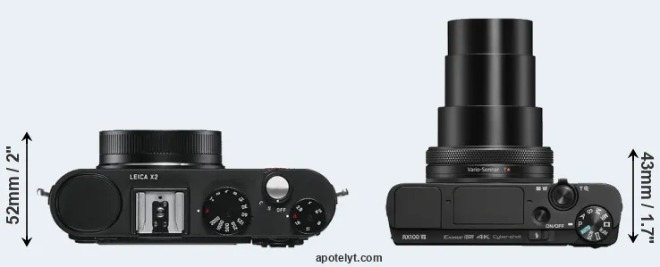 Compare X2 versus RX100 VII top