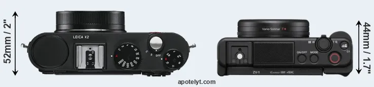 Compare X2 versus ZV-1 top