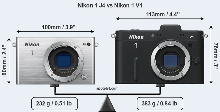 Size Nikon 1 J4 vs Nikon 1 V1