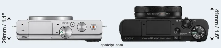 Compare J4 versus RX100 V top