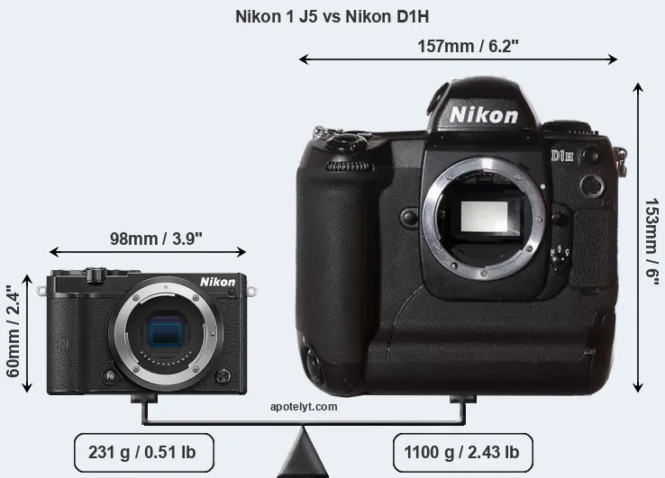 Size Nikon 1 J5 vs Nikon D1H