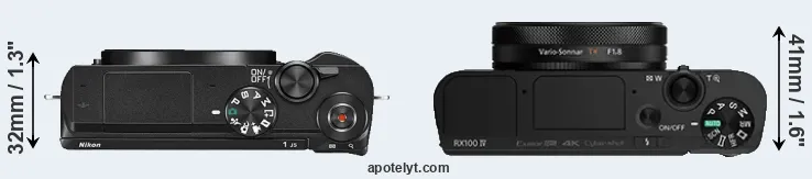 Compare J5 versus RX100 IV top
