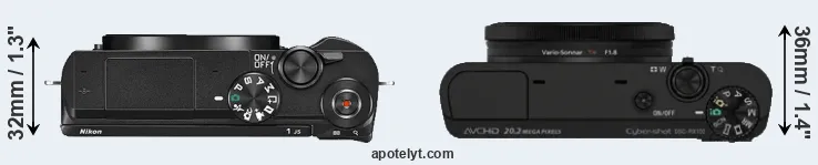 Compare J5 versus RX100 top