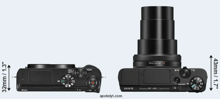 Compare J5 versus RX100 VII top
