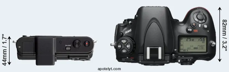 Compare V1 versus D800 top