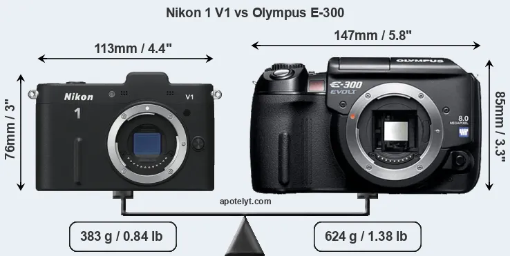 Size Nikon 1 V1 vs Olympus E-300