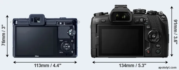 Comparison V1 or E-M1 II rear