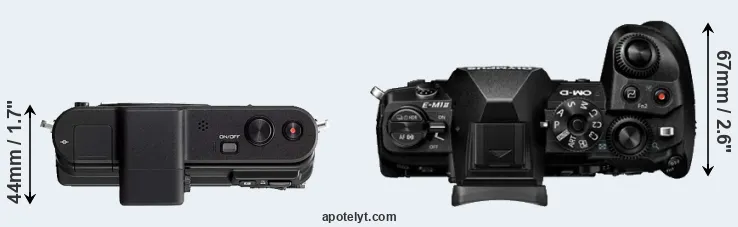 Compare V1 versus E-M1 II top