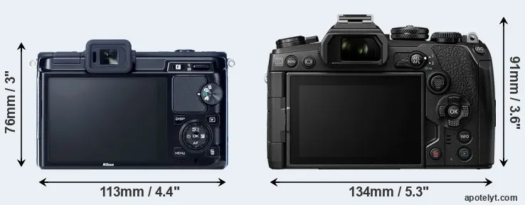 Comparison V1 or E-M1 III rear
