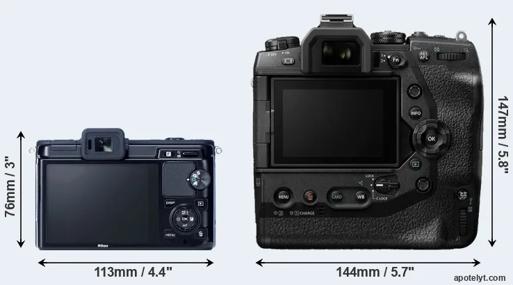 Comparison V1 or E-M1X rear