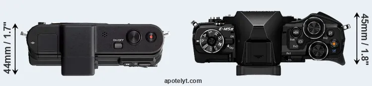 Compare V1 versus E-M5 II top