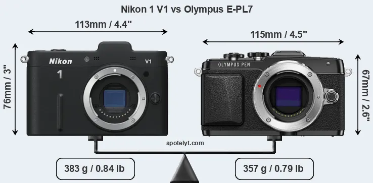 Size Nikon 1 V1 vs Olympus E-PL7