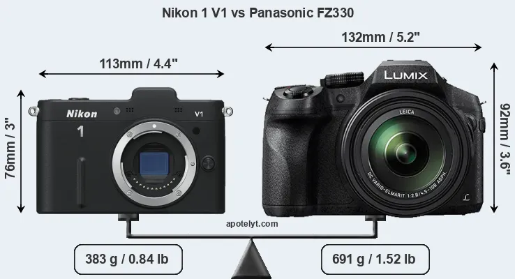 Size Nikon 1 V1 vs Panasonic FZ330