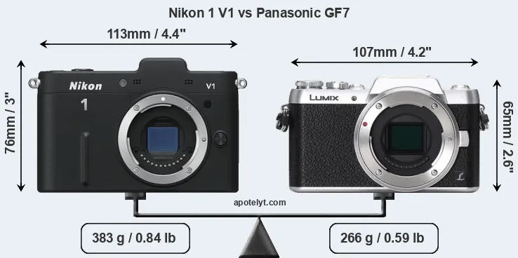 Size Nikon 1 V1 vs Panasonic GF7