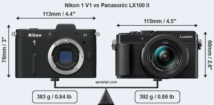 Size Nikon 1 V1 vs Panasonic LX100 II