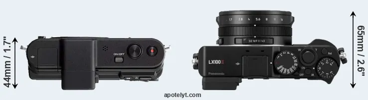 Compare V1 versus LX100 II top