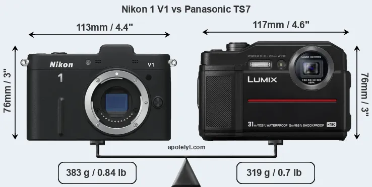 Size Nikon 1 V1 vs Panasonic TS7