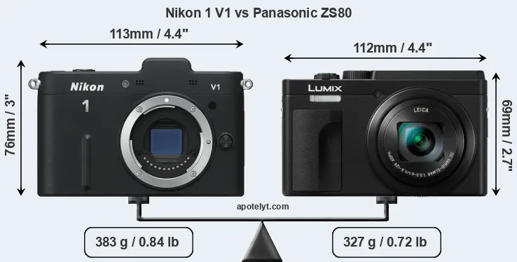 Size Nikon 1 V1 vs Panasonic ZS80