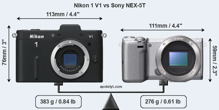 Size Nikon 1 V1 vs Sony NEX-5T