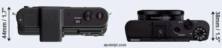Compare V1 versus RX100 II top