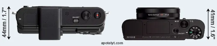 Compare V1 versus RX100 III top