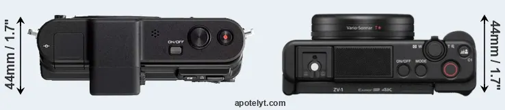 Compare V1 versus ZV-1 top