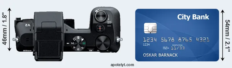 V2 versus credit card top view