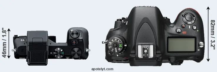 Compare V2 versus D600 top