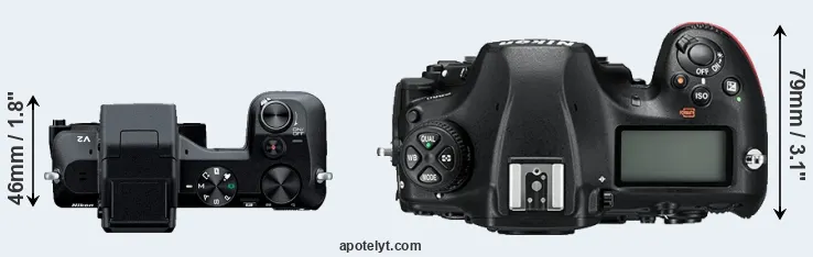 Compare V2 versus D850 top