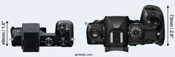 Compare V2 versus OM-1 top
