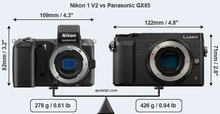 Size Nikon 1 V2 vs Panasonic GX85