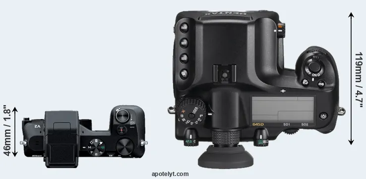 Compare V2 versus 645D top