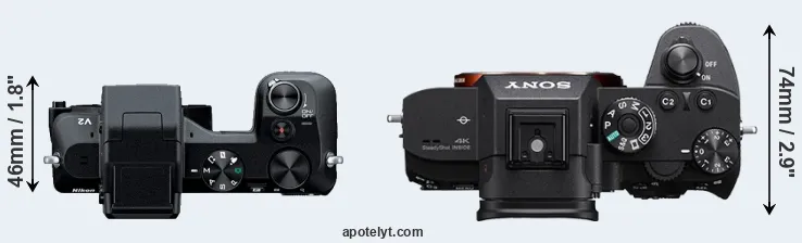 Compare V2 versus A7R III top