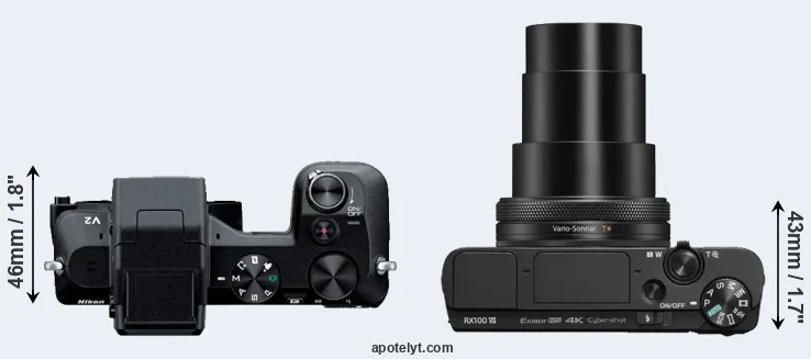 Compare V2 versus RX100 VII top