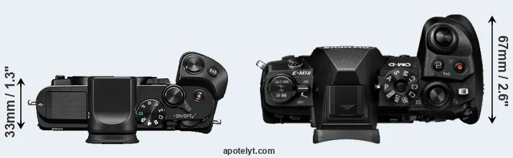 Compare V3 versus E-M1 II top