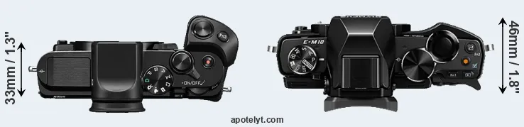 Compare V3 versus E-M10 top