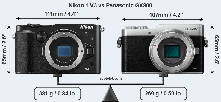 Size Nikon 1 V3 vs Panasonic GX800