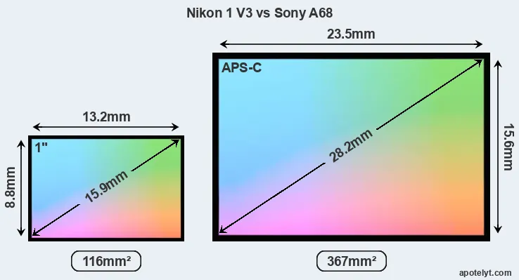 Nikon 1 V3 and Sony A68 sensor measures