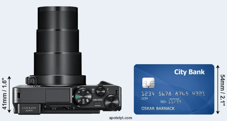 A1000 versus credit card top view