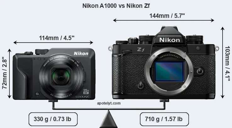 Size Nikon A1000 vs Nikon Zf